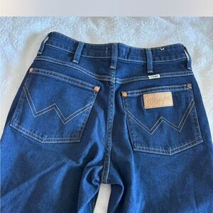 Wrangler Dark Blue Denim Jeans with Tan Stitching